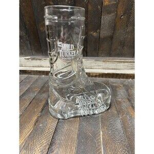 Vintage Wild Turkey Bourbon Glass Boot Mug Stein Barware Advertising Collectible